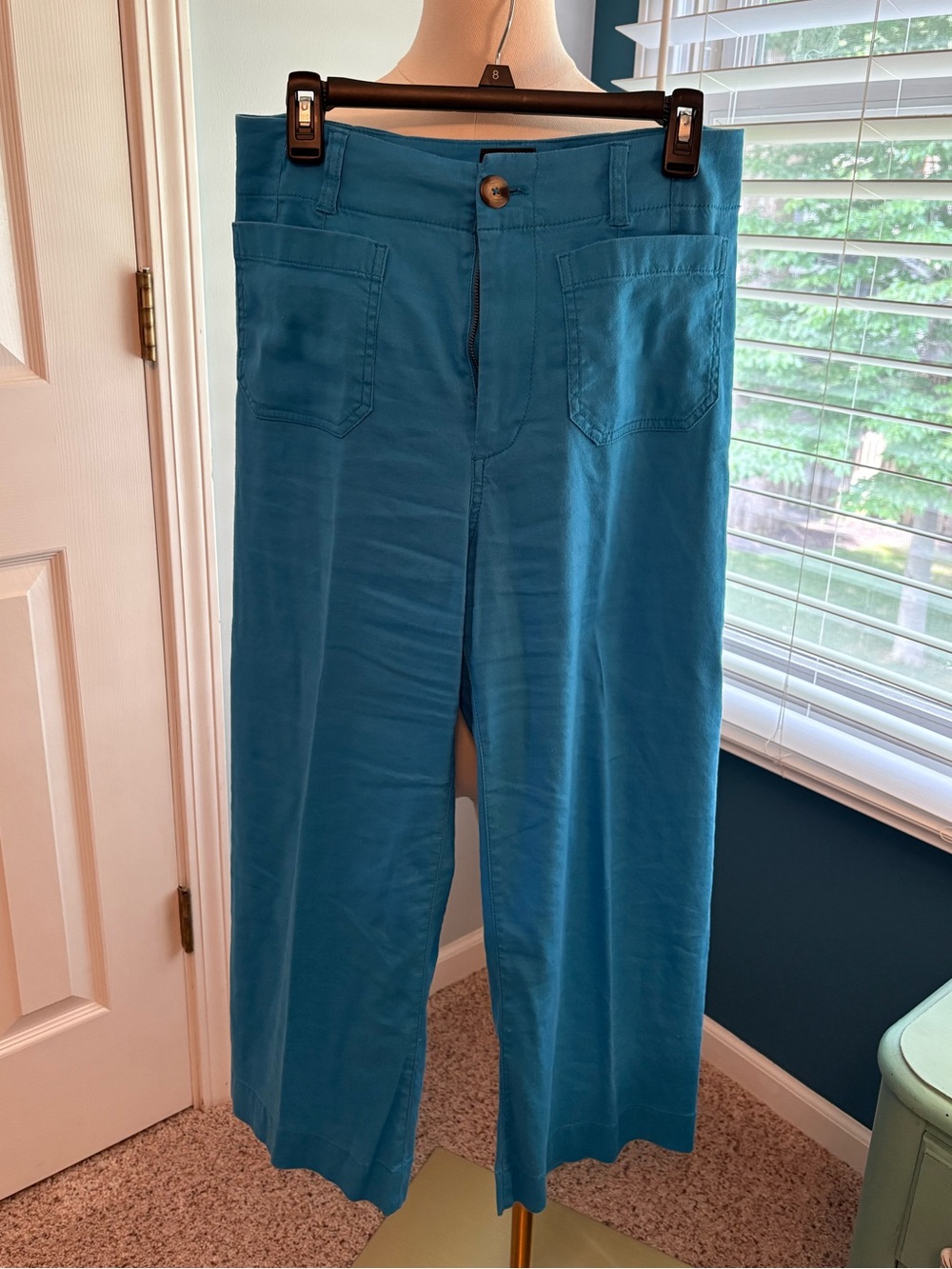 Maeve Colette Teal Wide-Leg Cropped Pants